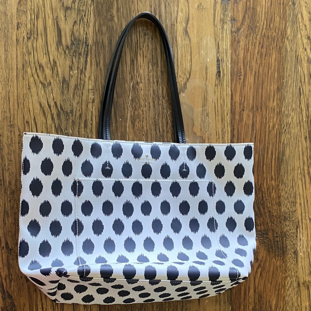 Kate Spade Large Black and White Spot Tote Bag Purse
